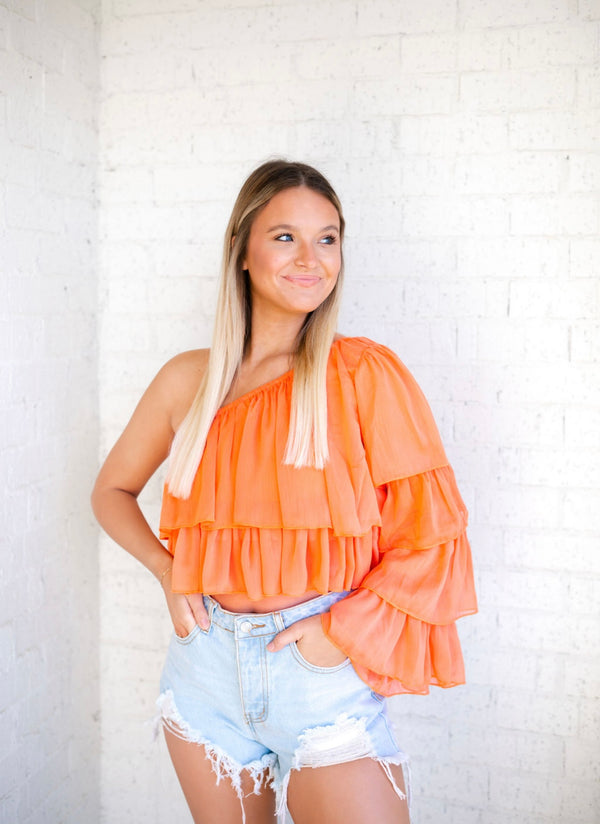 Becca One Shoulder Ruffle Top