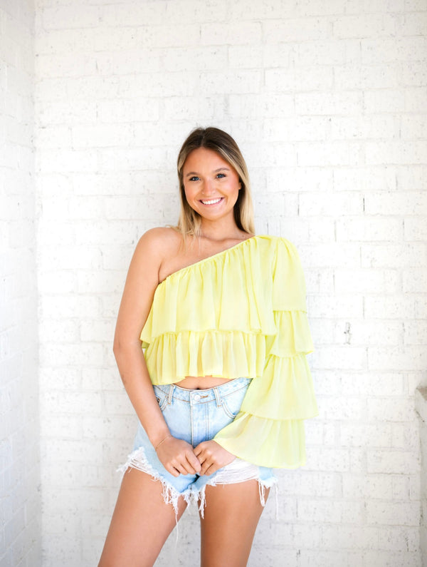 Becca One Shoulder Ruffle Top