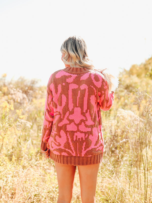 Pink & Brown Animal Print Sweater