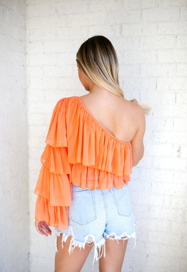 Becca One Shoulder Ruffle Top